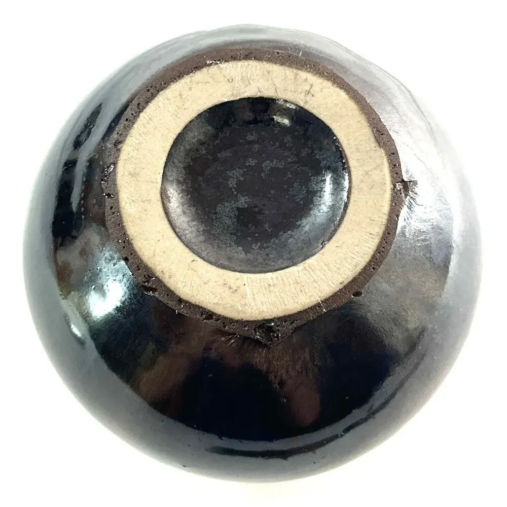 Small Round Studio Gold Crystalline Hombre Shades of Brown Pottery Art Vase